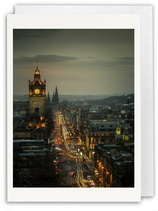 Edinburgh's Princes Street from Calton Hill - Scotland Greeting Card - Blank Inside