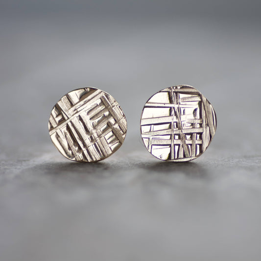 9ct Gold Criss Cross Disc Studs