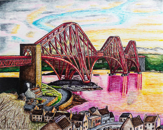 Forth Road Railbridge Giclee Art Print- Framed/ Unframed