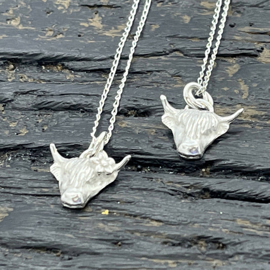 Silver Highland Cow Necklace