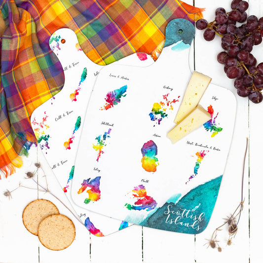 Scottish Isles Watercolour Map Chopping Board
