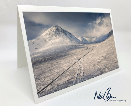 Buachaille Etive Mòr in the Snow - Scotland Greeting Card - Blank Inside