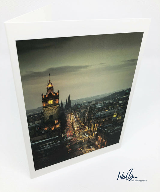 Edinburgh's Princes Street from Calton Hill - Scotland Greeting Card - Blank Inside
