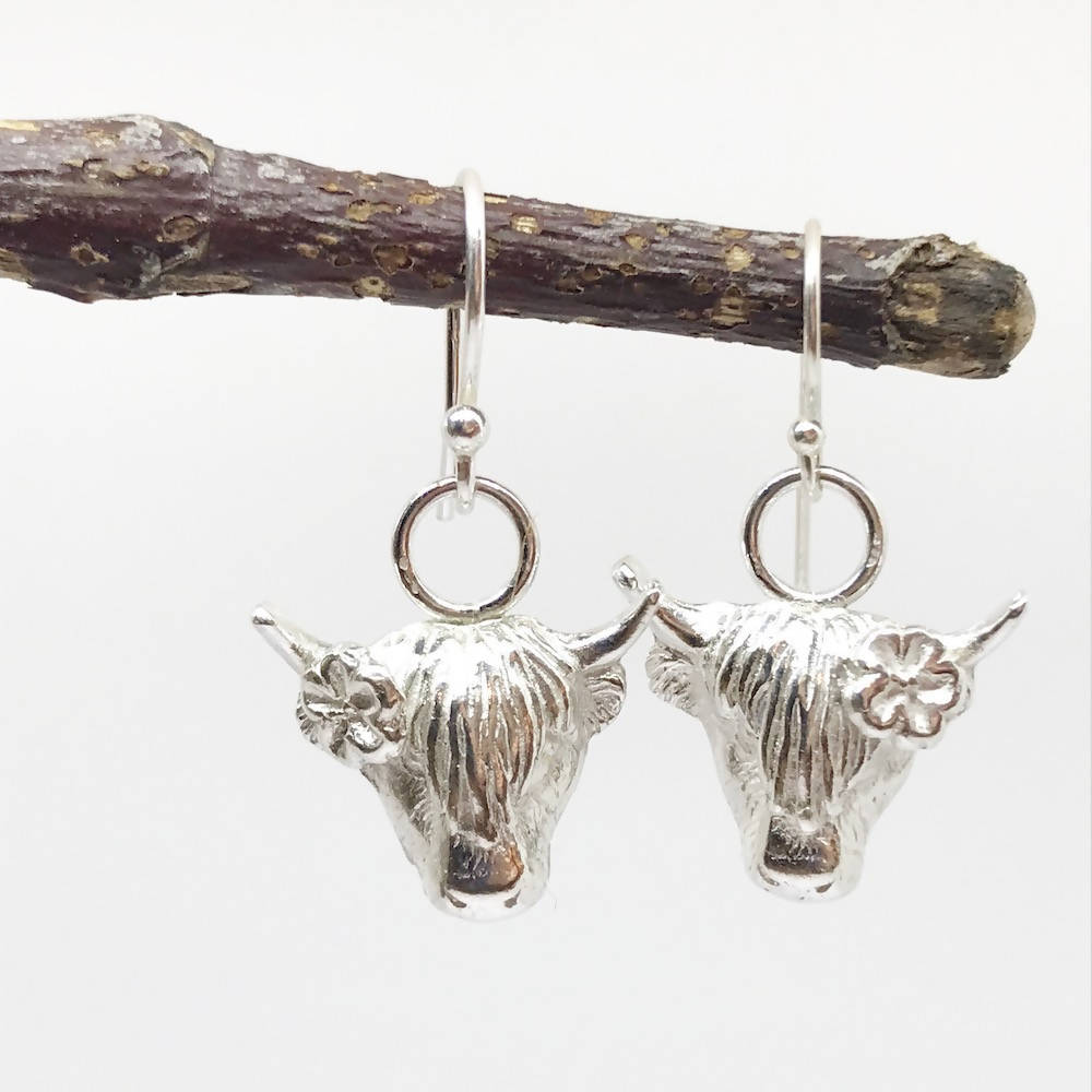 Silver cow earrings Clearance