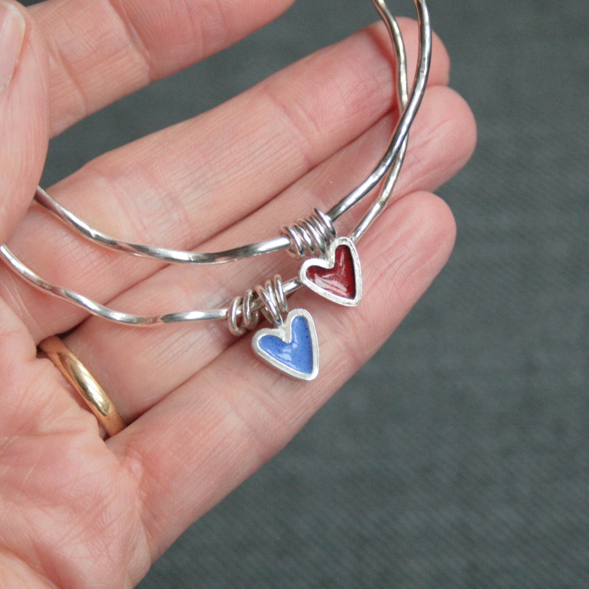 Bangle Sterling Silver Heart Charms For Bracelets Hallmarked