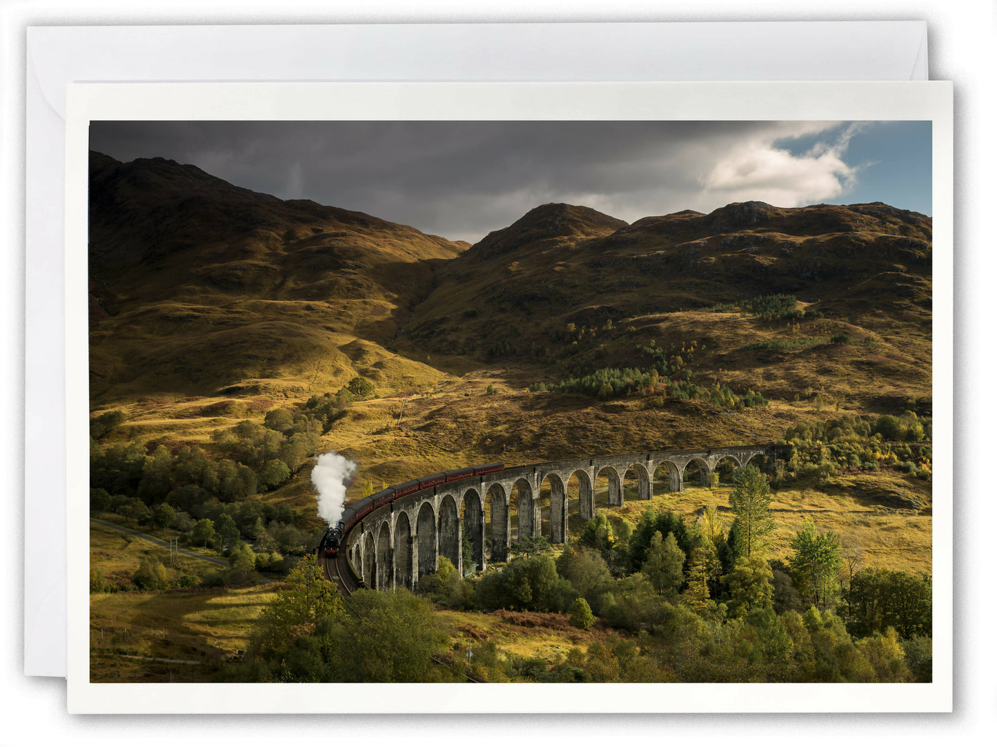 The Jacobite steam train over Glenfinnan Viaduct - Scotland Greeting Card - Blank Inside