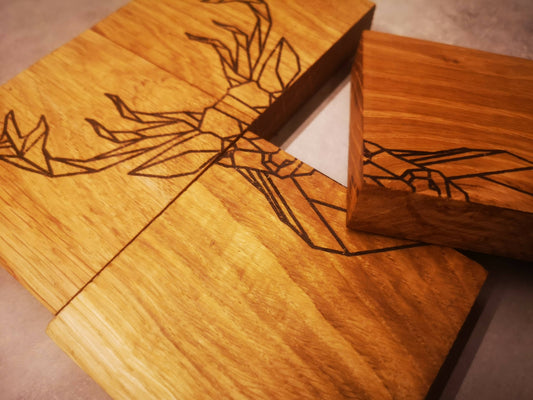 Geometric Stag set of four coaster