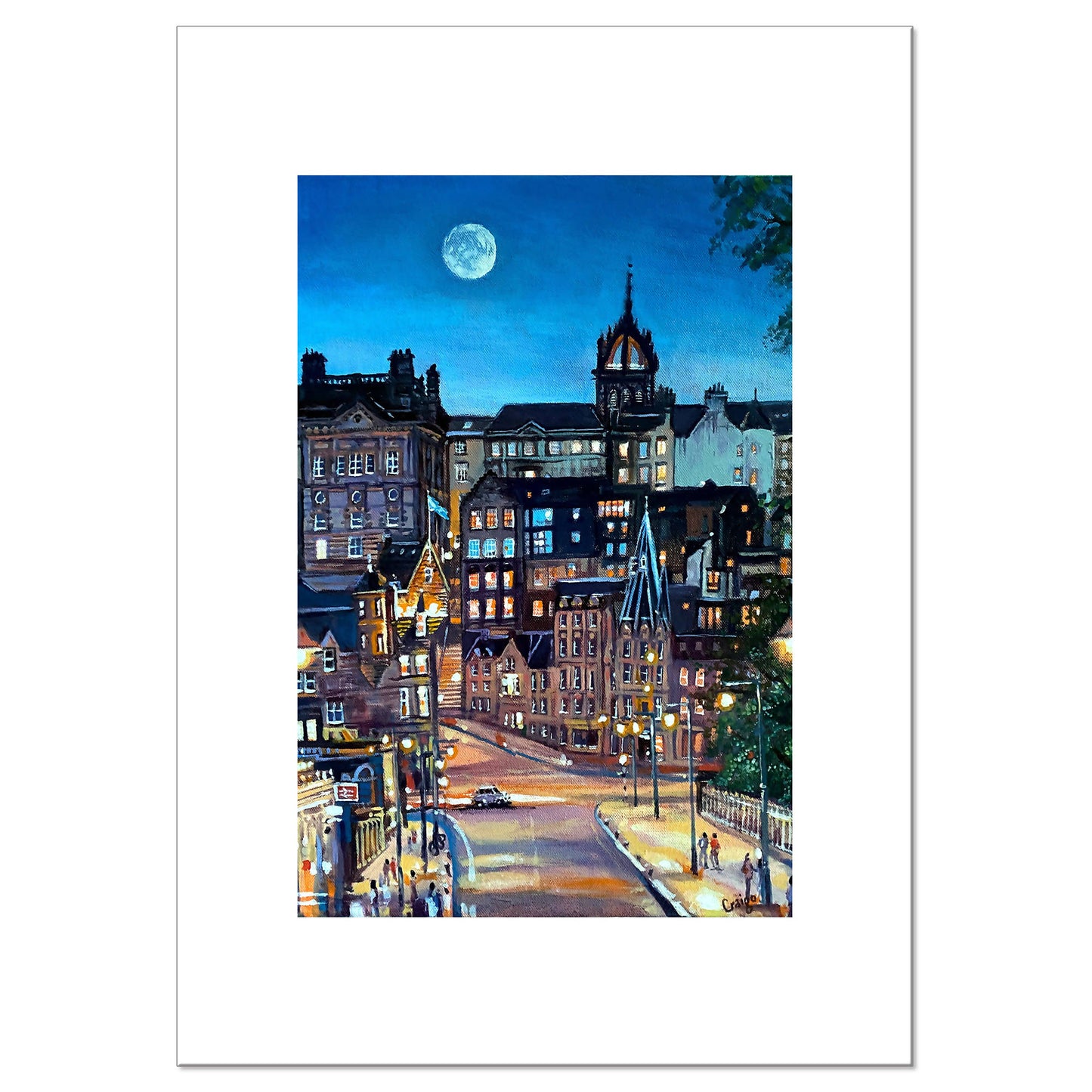 Moon Over St Giles - Giclee Fine Art Print 29.7x42cm