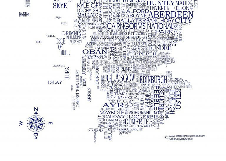 Scottish Word Map Tea Towel