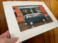 Classic VW Camper, Glasgow Signed Mounted Print