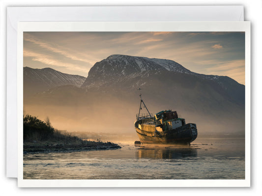 Ben Nevis & Corpach boat wreck - Scotland Greeting Card - Blank Inside