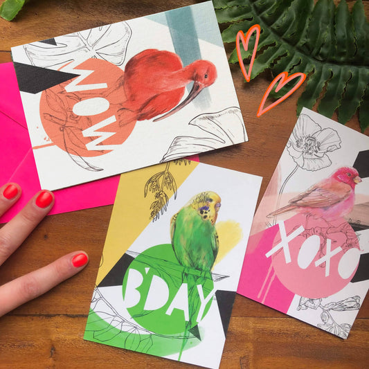 Beaky Blooms Greeting Cards