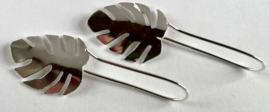 Sterling silver monstera leaf earrings