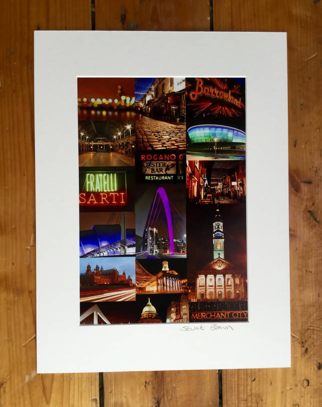 Glasgow Nights signed mounted print