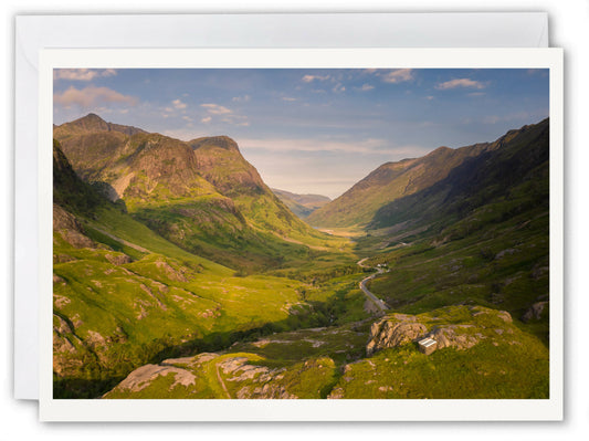 Glen Coe & Three Sisters in Summer - Scotland Greeting Card - Blank Inside
