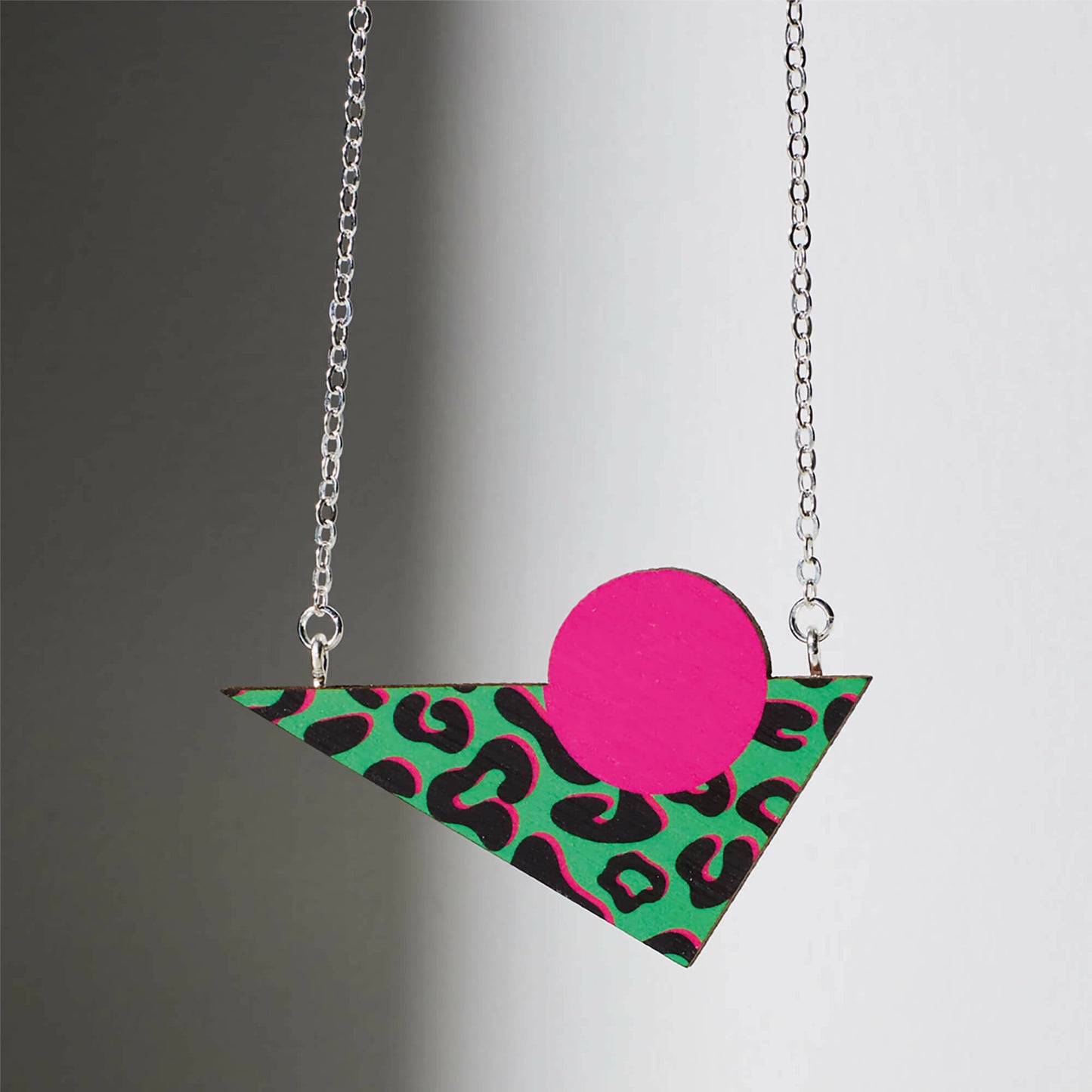 Leopard Print Triangle 80s Necklace