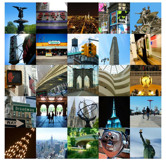 ‘New York iconic’ (colour version) signed square print 30 x 30cm