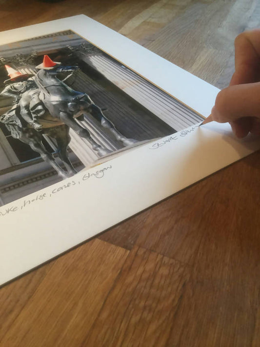 Duke, Horse, Cones, Glasgow mounted print