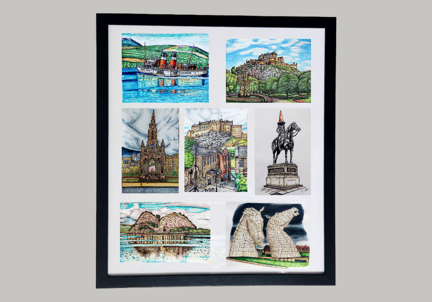 Framed Collage Scotland Giclee art Print Set