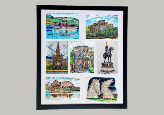 Framed Collage Scotland Giclee art Print Set