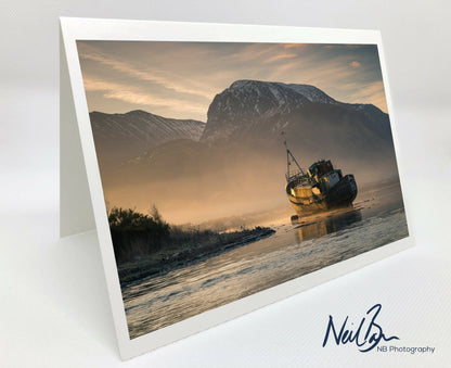 Ben Nevis & Corpach boat wreck - Scotland Greeting Card - Blank Inside