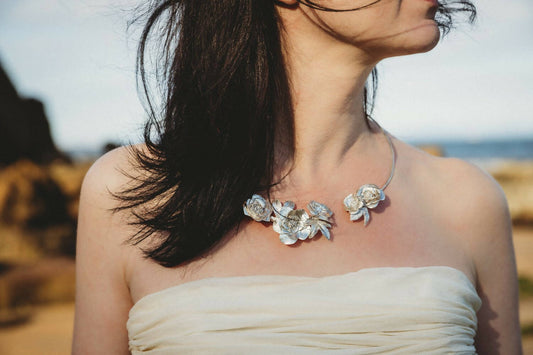 Unique Wild Roses silver necklace