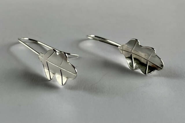 Sterling silver oak leaf earrings
